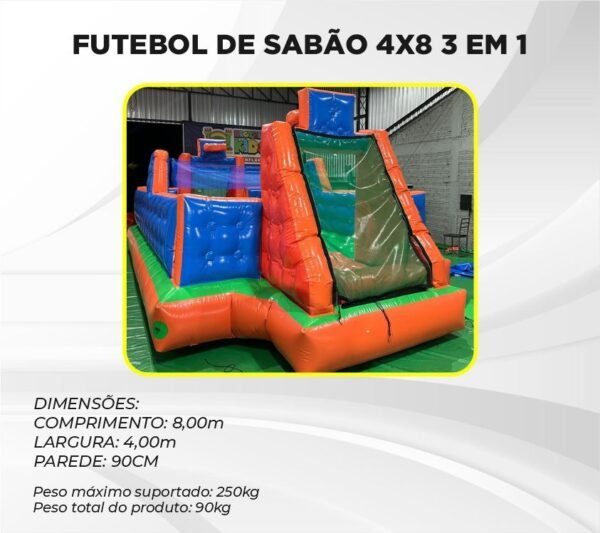 FUTEBOL DE SABÃO 4X8 3 EM 1