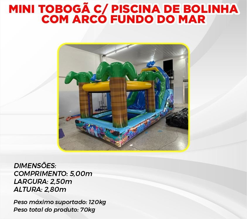 MINI TOBOGÁ COM/PISCINA DE BOLINHA COM ARCO FUDO DO MAR